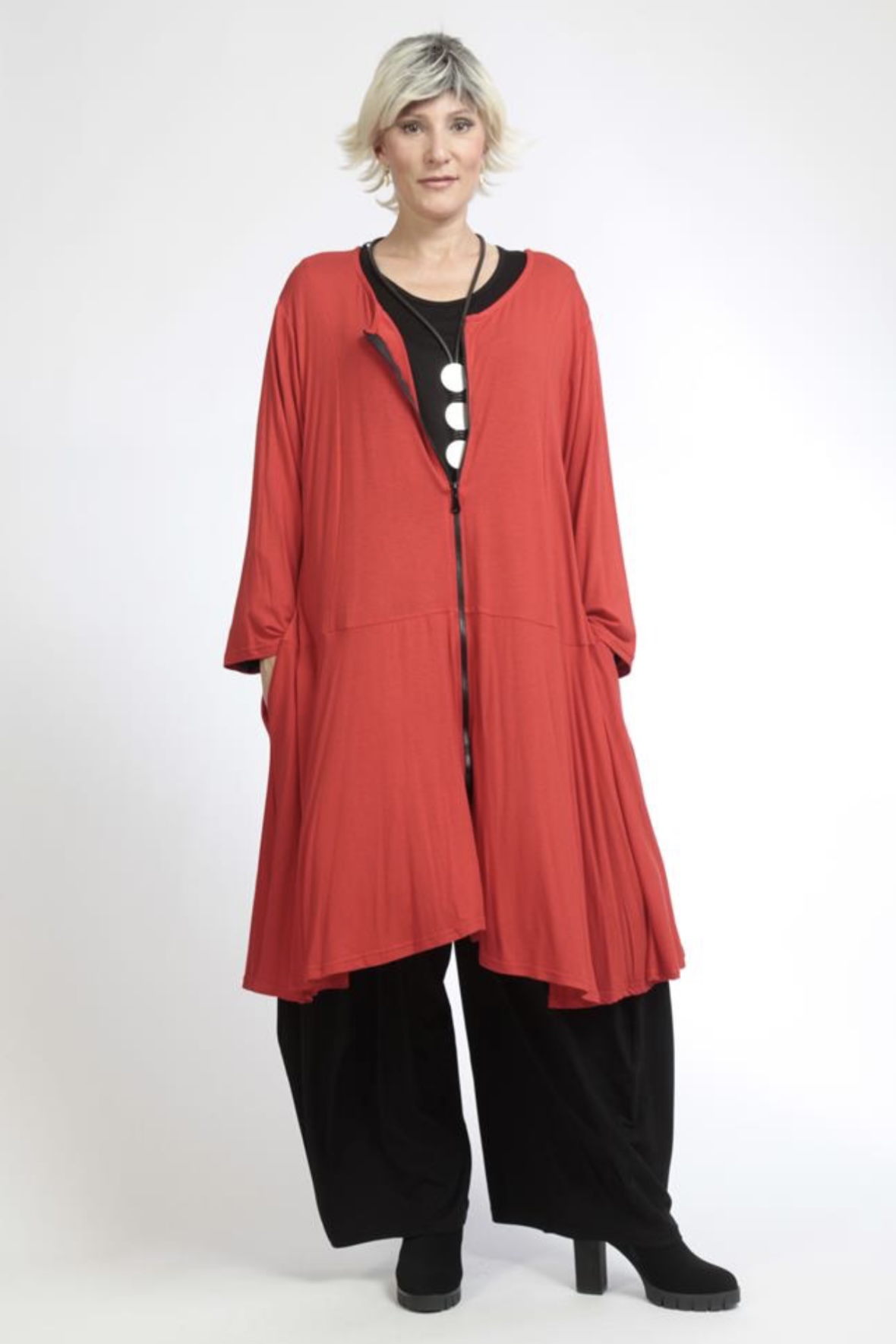 AKH oversized viscose A-lijn blazer met ritssluiting apart stretch