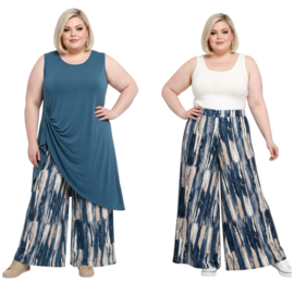 ITALY Mode jersey viscose  wijde broek apart /zeer rekbaar