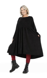 AKH oversized A-lijn fleece winter jurk  /stretch zwart
