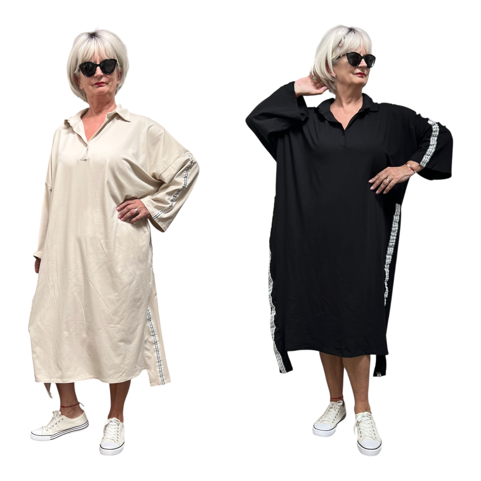ITALIA viscoser jurk met bis stretch/apart/in meerdere kleuren