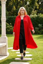 MB Germany satijn/viscose A-lijn jurk/blouse  met zakken/in meerdere kleuren