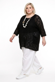 ITALIA oversized viscose KANTEN top met zakken  stretch/zwart