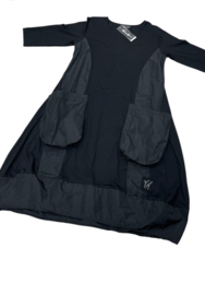 Vincenzo Allocca katoen A-lijn jurk met inzet van taft/zwart apart stretch