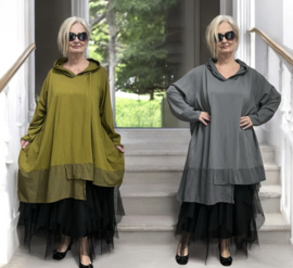Moonshine jersey katoen A-lijn tuniek met capuchon stretch /in meerdere kleuren