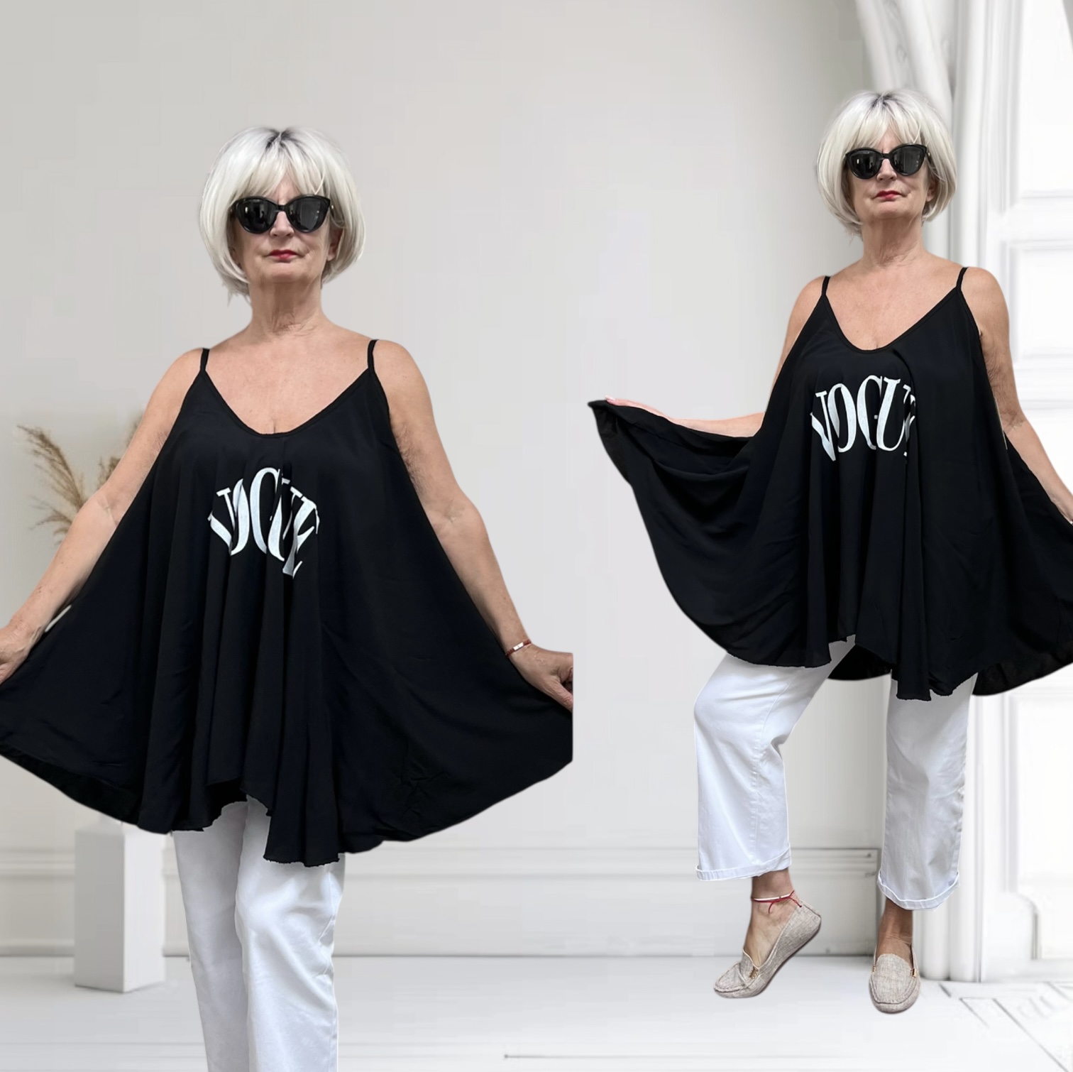 ITALIA oversized viscose A-lijn zomer top