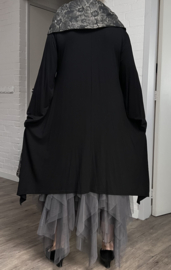 AKH oversized jersey viscose  mix A-lijn tuniek met col zwart apart  stretch