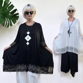 Moonshine jersey viscose A-lijn tuniek met KANT  stretch/in meerdere kleuren