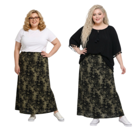 ITALIA MODA viscose tricot rok stretch/zwart /legergroen