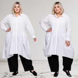 Moonshine katoen A-lijn blazer/vest/hemd apart stretch/wit