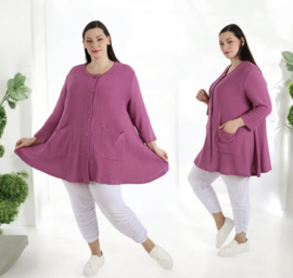 AKH gebreide oversized A-lijn katoen vest/blazer apart stretch
