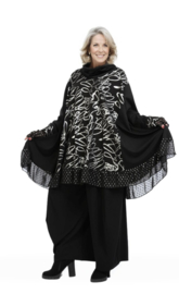 AKH oversized viscose A-lijn tuniek  apart zwart/silver stretch