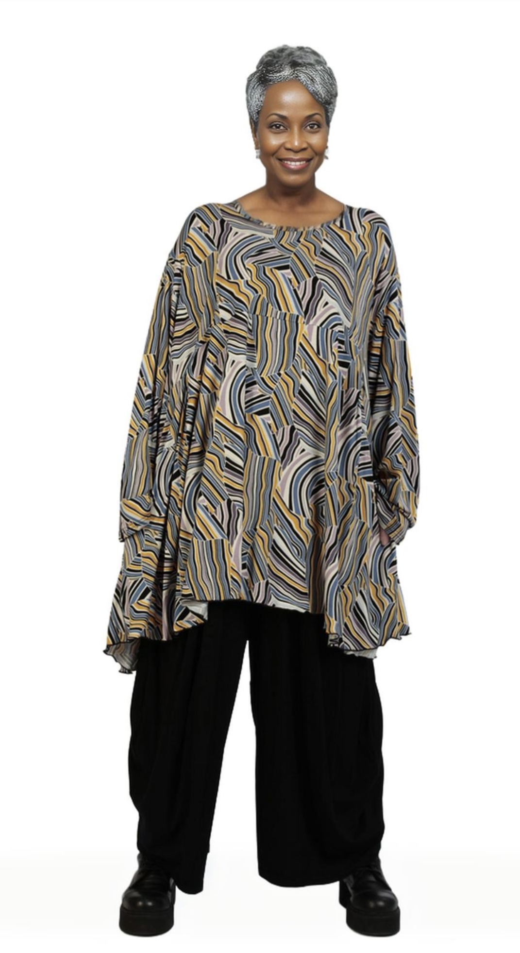 AKH oversized viscose tricot A-lijn tuniek  apart stretch