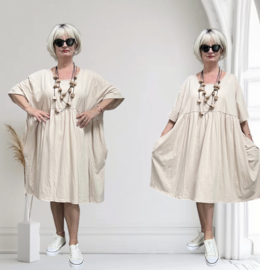ITALIA MODA oversized katoen A-lijn jurk met zakken  stretch /in meerdere kleuren