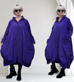 Moonshine oversized  tussenjas  waterbestendig met ritssluiting en capuchon paars 