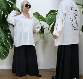 Jean Marc Philippe katoen blouse/hemd wit/zwart