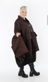 AKH oversized taft tussenjas apart chocoladebruin /gevoerd 