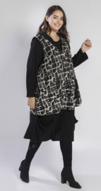 AKH A-lijn jurk + top apart zwart/wit /stretch