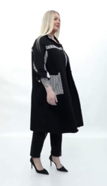 DIVAS PLANET katoen blazer/vest met knoopsluiting  /stretch zwart/wit