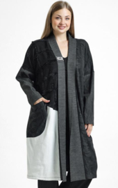 LA VELINA oversized katoen jersey vest stretch/ zwart/wit/grijs