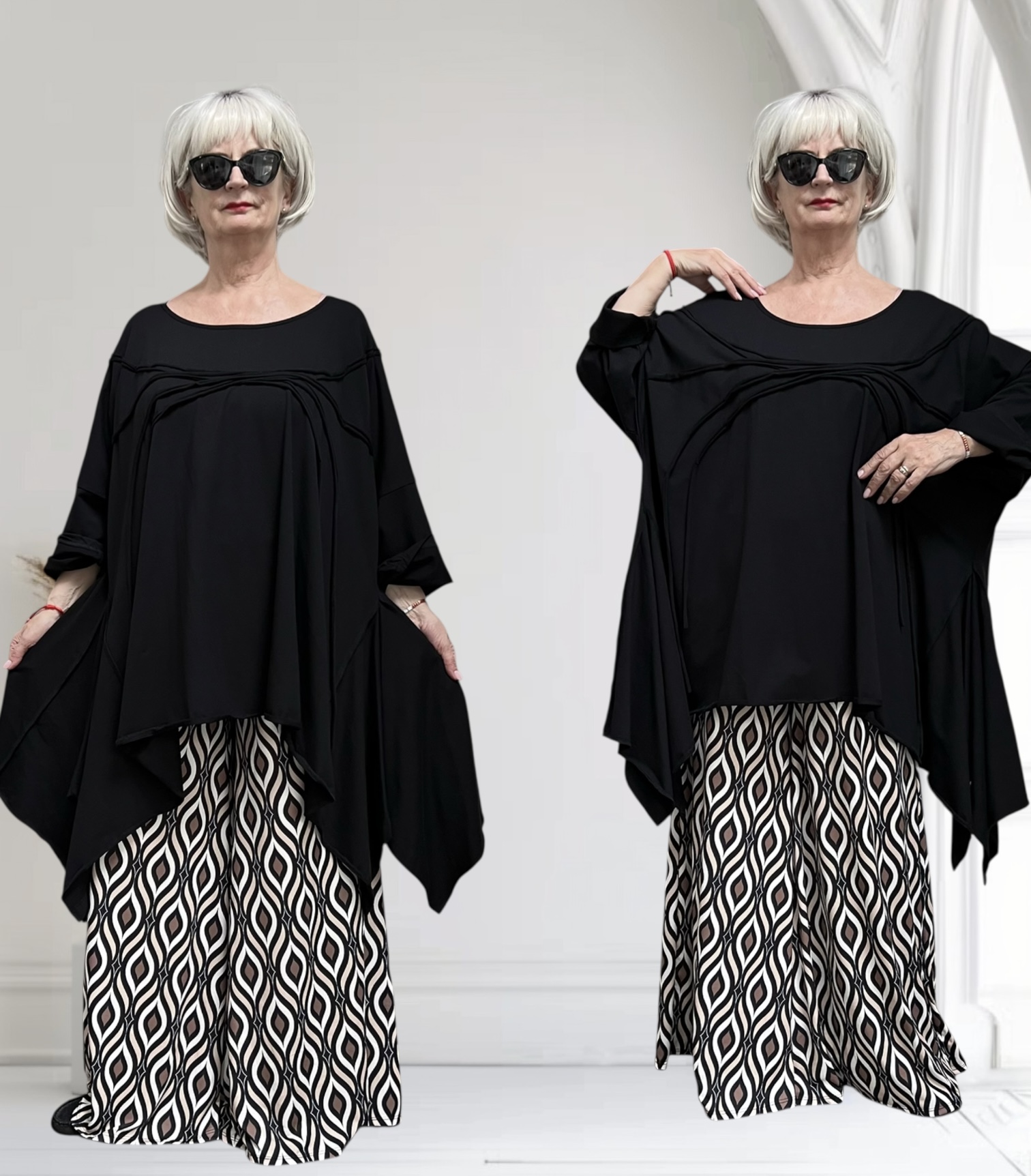 Vincenzo Allocca oversized viscose  A-lijn tuniek apart zwart