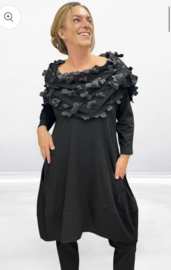 Vincenzo Allocca oversized katoen A-lijn tuniek met tule bloemenkraag apart zwart