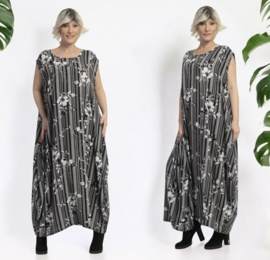 AKH oversized chique viscose  A-lijn  jurk apart/niet doorschijnend
