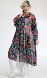 AKH oversized chique chiffon A-lijn  hemd/tuniek met ritssluiting  apart