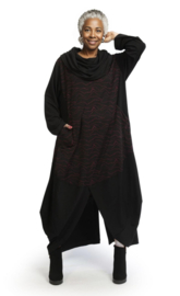 AKH oversized viscose mix ballon jurk apart stretch zwart /fuchsia