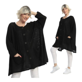 AKH gebreide oversized bouclé  A-lijn vest/blazer apart stretch