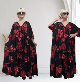 Vincenzo Allocca oversized viscose  BOHO A-lijn jurk apart/zwart