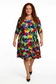 New Jersey viscose A-lijn jurk stretch