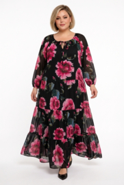 SASHA VIVIEN  chiffon met een vleugje zijde jurk gevoerd