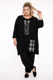 AKH viscose mix tuniek met een zak /apart/ zwart/grijs