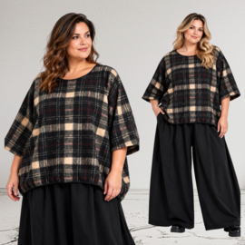 Vincenzo Allocca oversized wol mix A-lijn top apart/stretch zwart