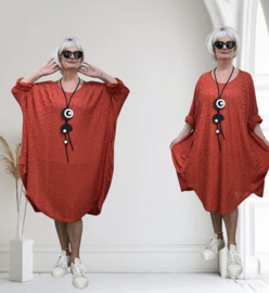 AKH oversized viscose mix jurk/tuniek met zakken apart stretch