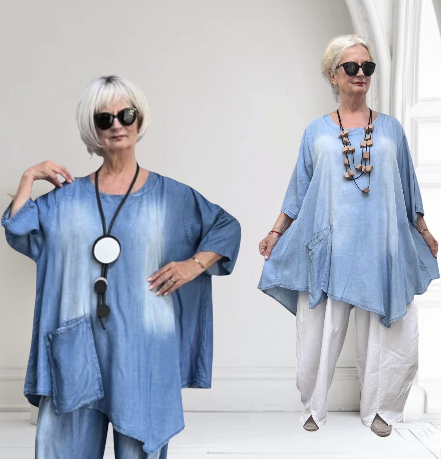Moonshine  jeans tencel A-lijn tuniek apart /in meerdere kleuren