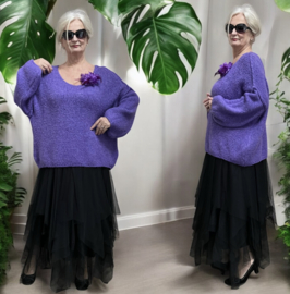 Italia oversized gebreide top met broche stretch