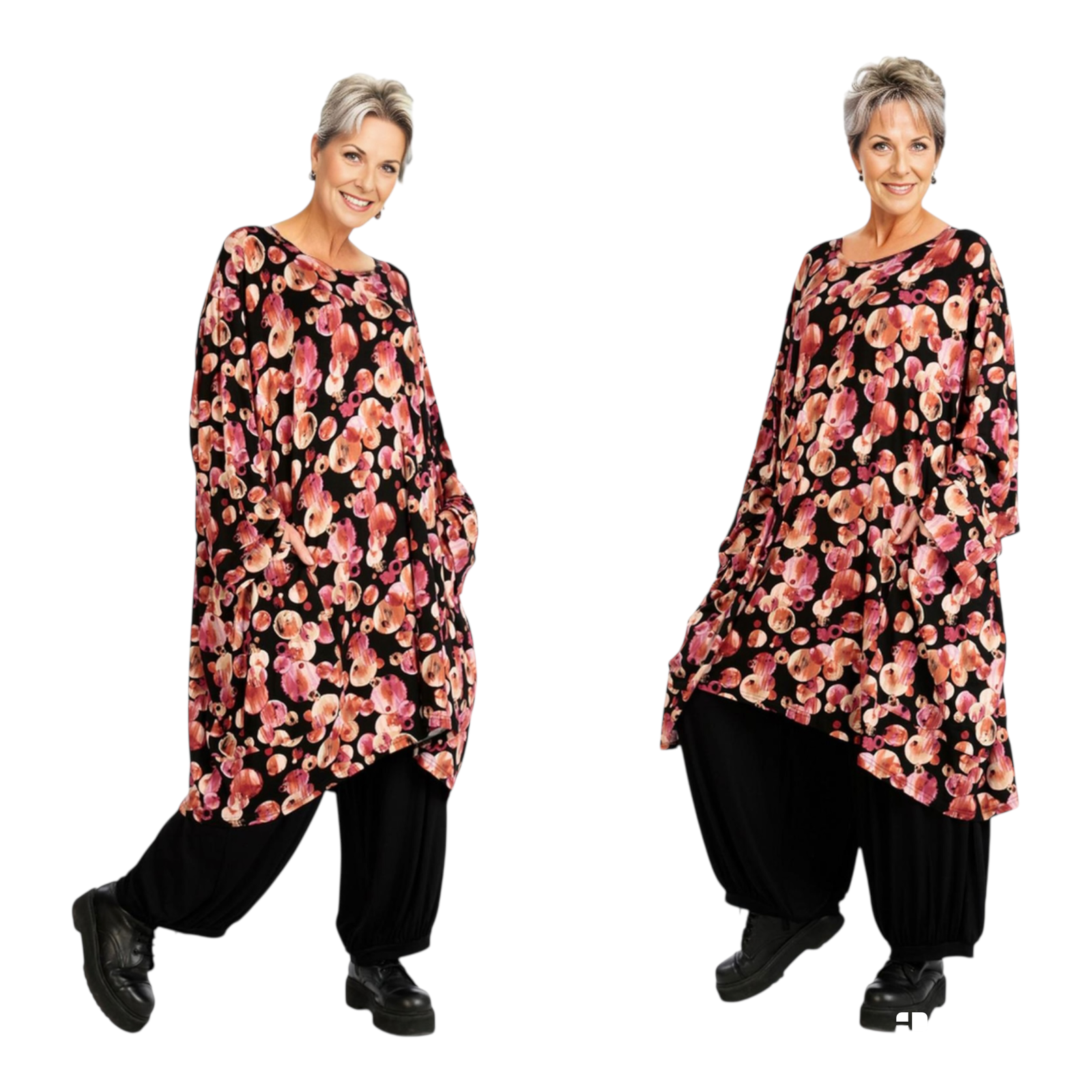 AKH oversized viscose tricot A-lijn tuniek  apart stretch