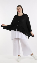 AKH oversized viscose A-lijn korte blazer/vest apart stretch  zwart