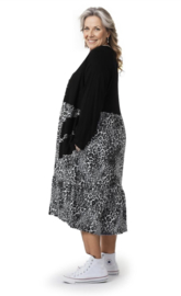 AKH viscose  A-lijn jurk apart stretch zwart 