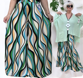 ITALY Mode jersey viscose  wijde broek apart /zeer rekbaar
