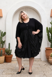 H-4  katoen viscose vest/blazer met tule /zwart