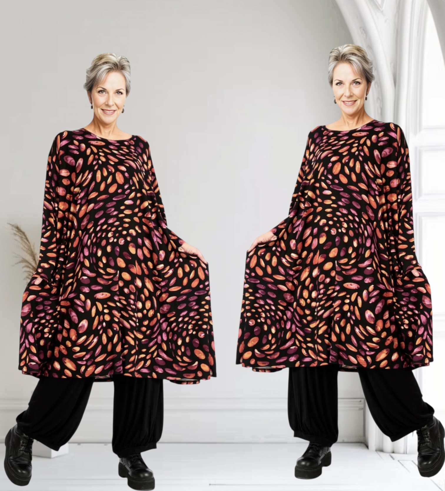 AKH oversized viscose tricot A-lijn tuniek  apart stretch