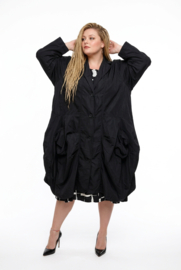 Moonshine oversized tussenjas waterbestendig met knoopsluiting zwart