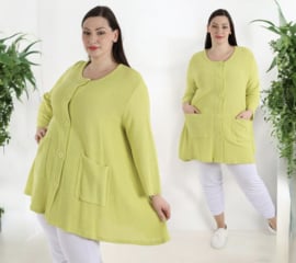 AKH gebreide oversized A-lijn katoen vest/blazer apart stretch