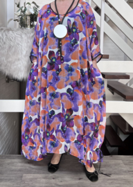 Francesca Romantica oversized A-lijn viscose chiffon overjurk met touwtjes  apart (extra groot)