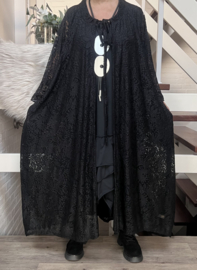 Roksi oversized A-lijn KANTEN vest/blazer met strikdetails (extra groot)  apart zwart stretch