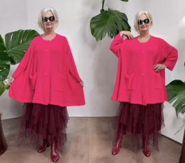 AKH gebreide oversized A-lijn katoen vest/blazer apart stretch