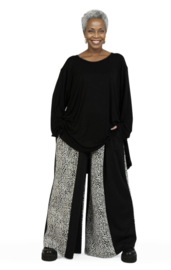 AKH oversized viscose jersey wijde broek stretch/ zwart/grijs