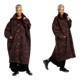AKH oversized lange wollen winterjas/mantel  gevoerd